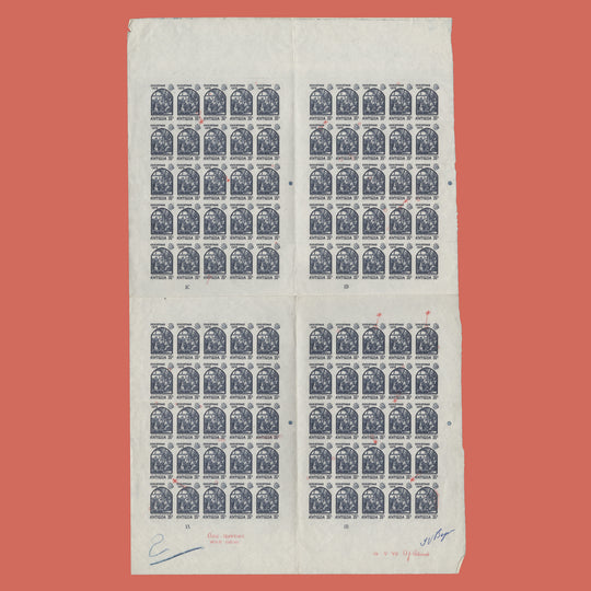 Antigua 1970 Christmas imperforate proof sheet of 100 stamps