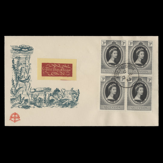 Ascension 1953 (FDC) 3d Coronation block
