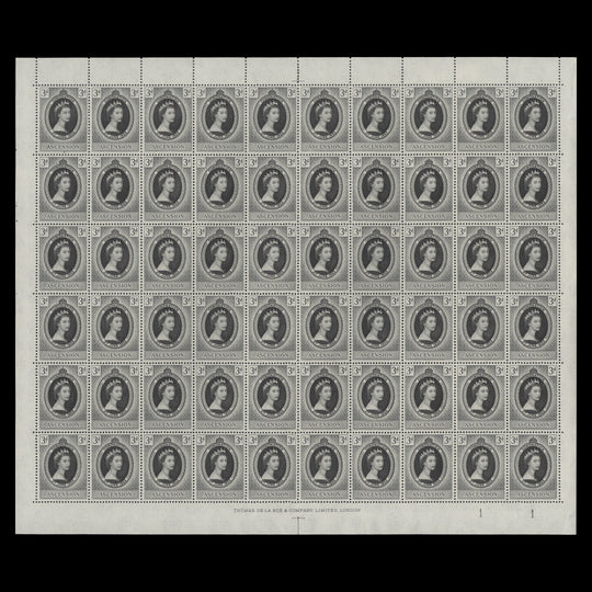 Ascension 1953 (MNH) 3d Coronation plate 1–1 sheet of 60 stamps