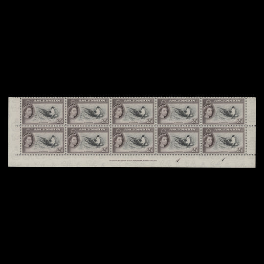 Ascension 1956 (MNH) 2s6d Wideawake imprint/plate 1–1 block