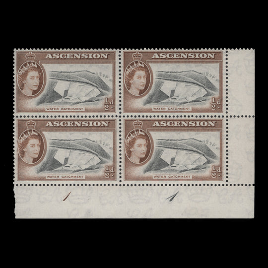 Ascension 1956 (MNH) ½d Water Catchment plate 1–1 block