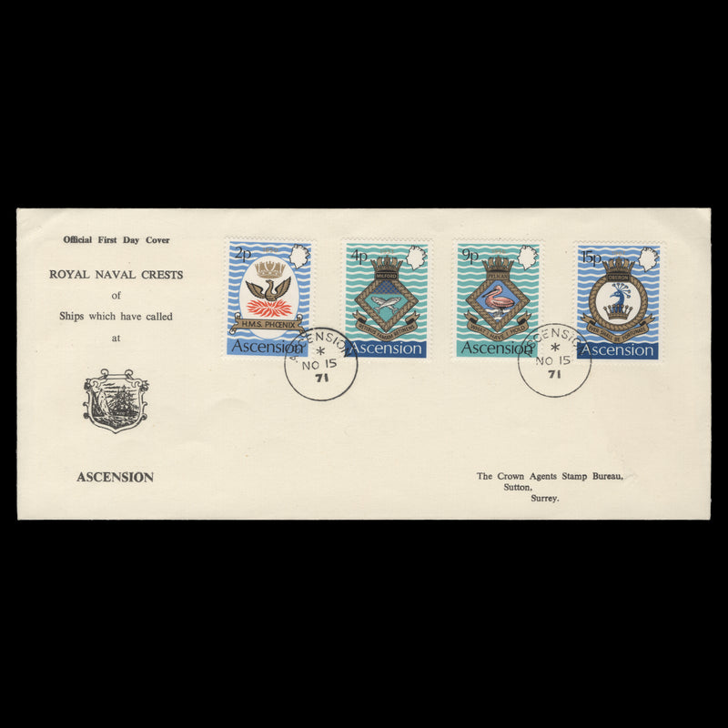 Ascension 1971 Royal Naval Crests first day cover