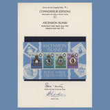 Ascension 1972 Royal Naval Crests miniature sheet on presentation card signed by designer