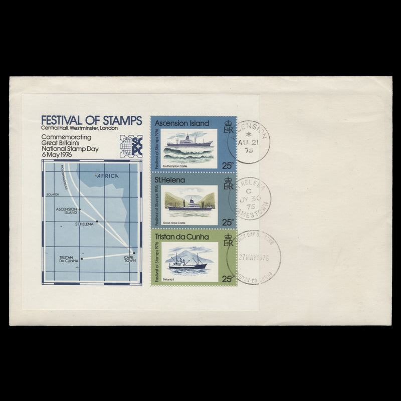 Ascension 1976 Festival of Stamps, London miniature sheet triple-dated cover