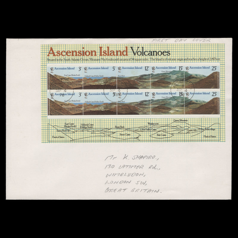 Ascension 1978 Volcanoes miniature sheet first day cover