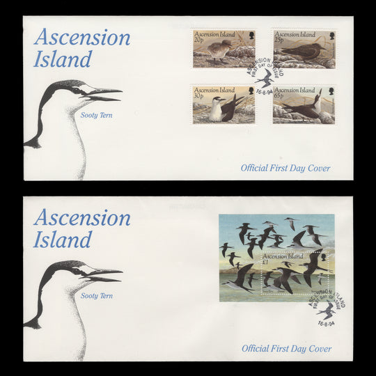 Ascension 1994 Sooty Tern set and miniature sheet first day covers