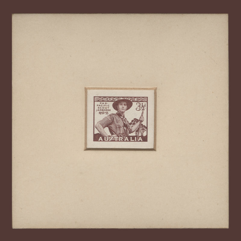 Australia 1952 Pan-Pacific Scout Jamboree, Greystanes die proof in sunken mount