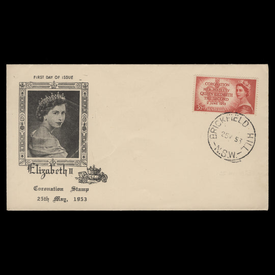 Australia 1953 Coronation first day cover, BRICKFIELD HILL