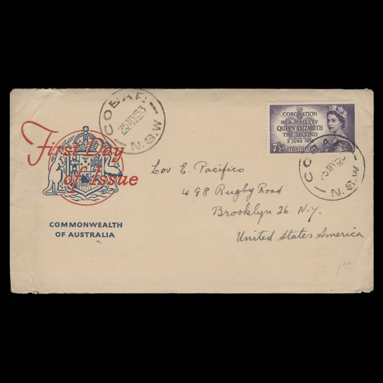 Australia 1953 Coronation first day cover, COBAR