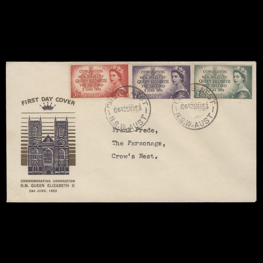 Australia 1953 Coronation first day cover, CROWS NEST