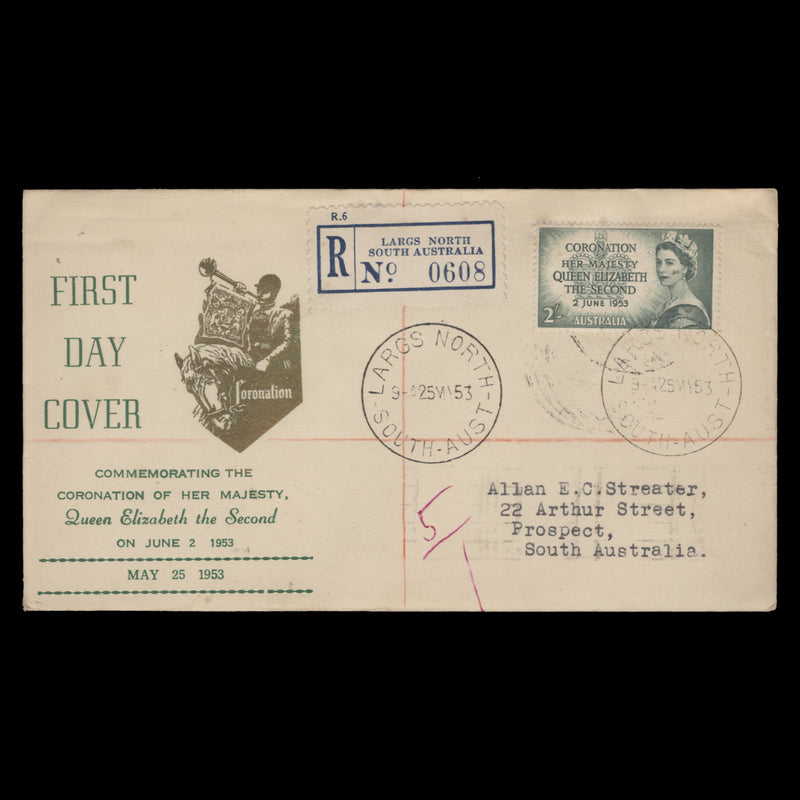 Australia 1953 Coronation first day cover, LARGS NORTH