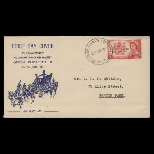 Australia 1953 (FDC) 3½d Coronation, STOCK EXCHANGE