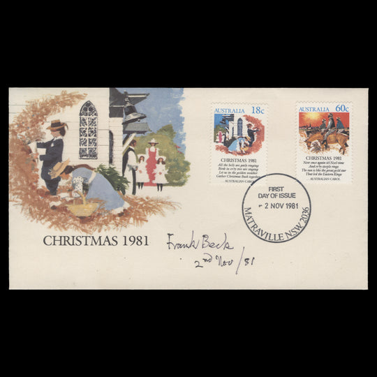 Australia 1981 Christmas first day cover signed by Frank Beck