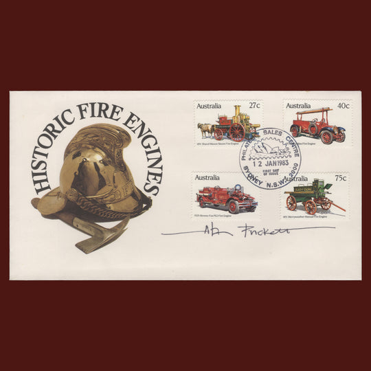 Australia 1983 Historic Fire Engines first day cover signed by Alan Puckett
