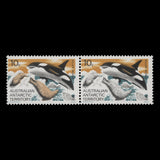 Australian Antarctic Territory 1973 (Variety) 10c Killer Whale Hunting Seals pair with buff missing from one