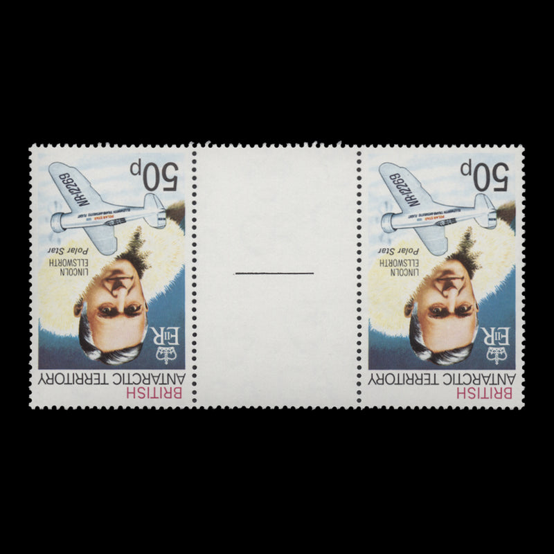 BAT 1979 (Variety) 50p Lincoln Ellsworth gutter pair with inverted watermark