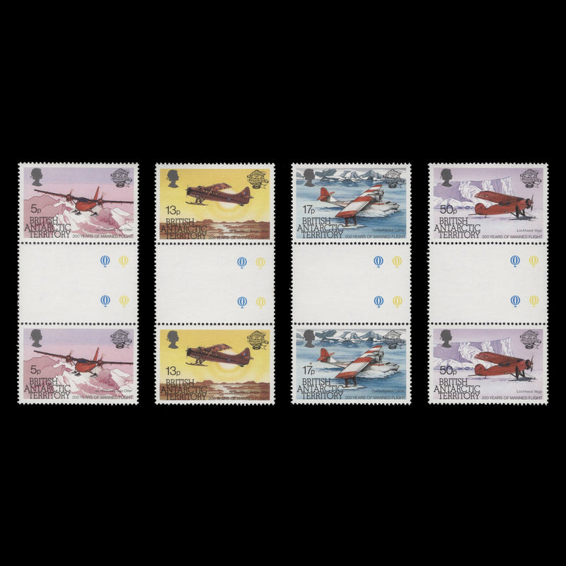 BAT 1983 (MNH) Manned Flight Bicentenary gutter pairs