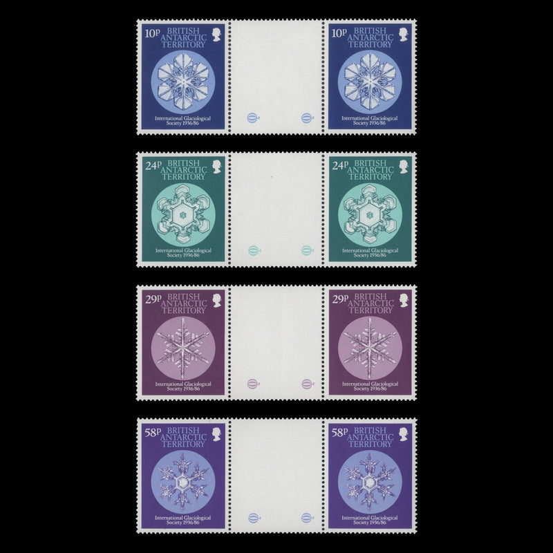 BAT 1986 (MNH) International Glaciological Society Anniversary gutter pairs