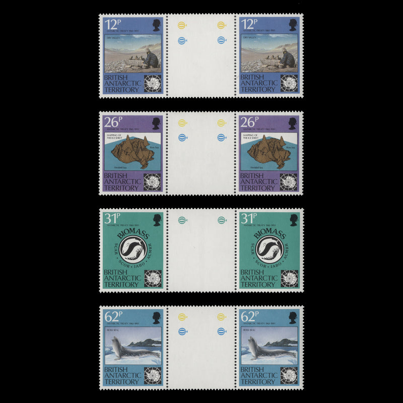 BAT 1991 (MNH) Antarctic Treaty Anniversary gutter pairs