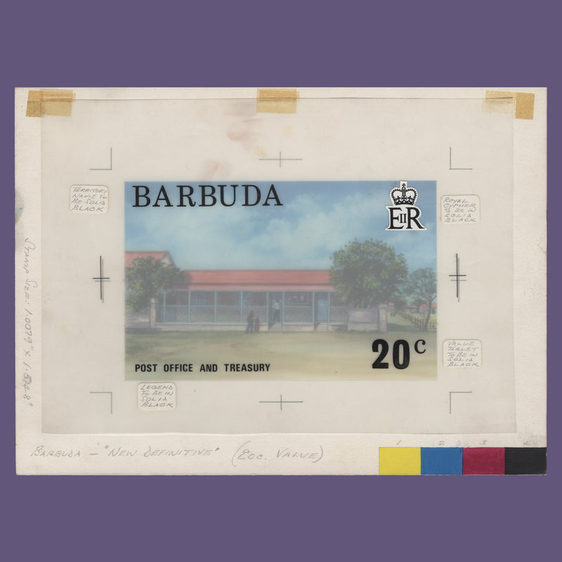 Barbuda 1974 Post Office and Treasury watercolour artwork