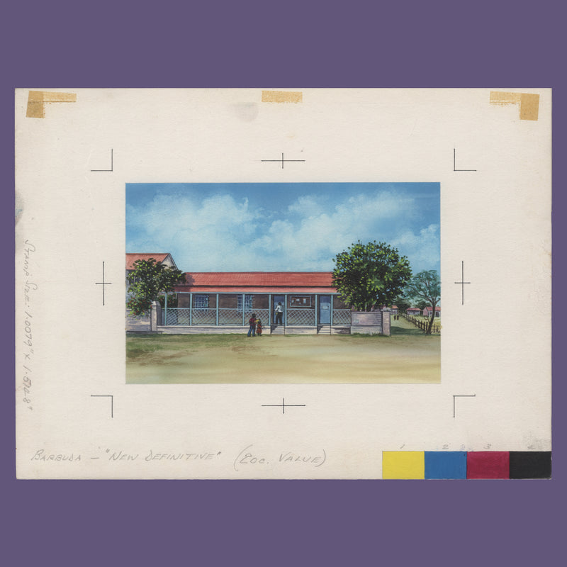 Barbuda 1974 Post Office and Treasury watercolour artwork