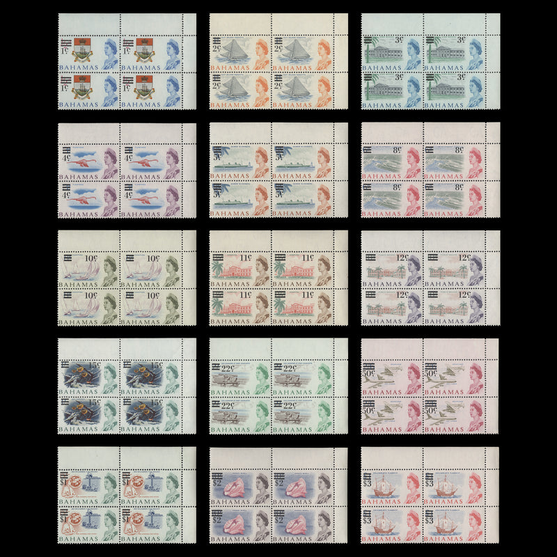 Bahamas 1966 (MNH) Decimal Provisionals blocks