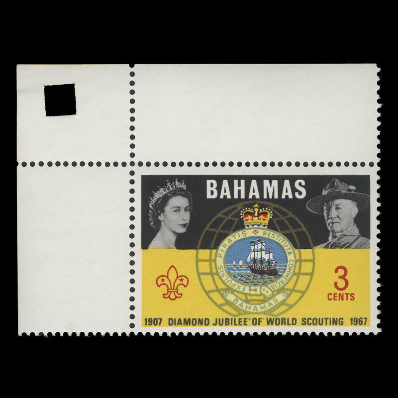 Bahamas 1967 (Variety) 3c Scouting Diamond Jubilee with watermark to left