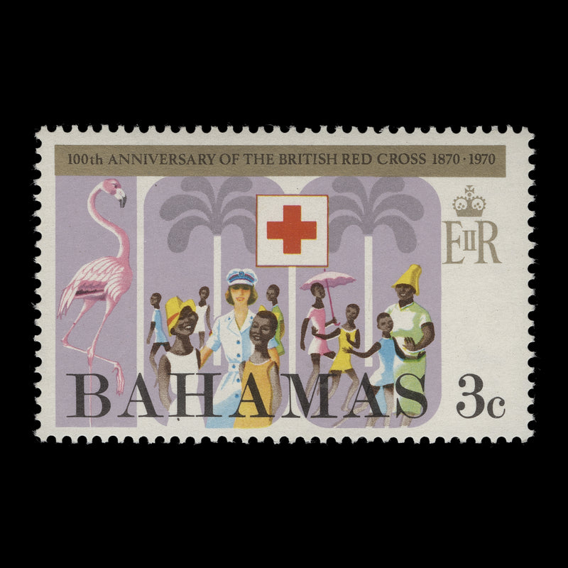 Bahamas 1970 (Variety) 3c Red Cross Centenary with watermark to right