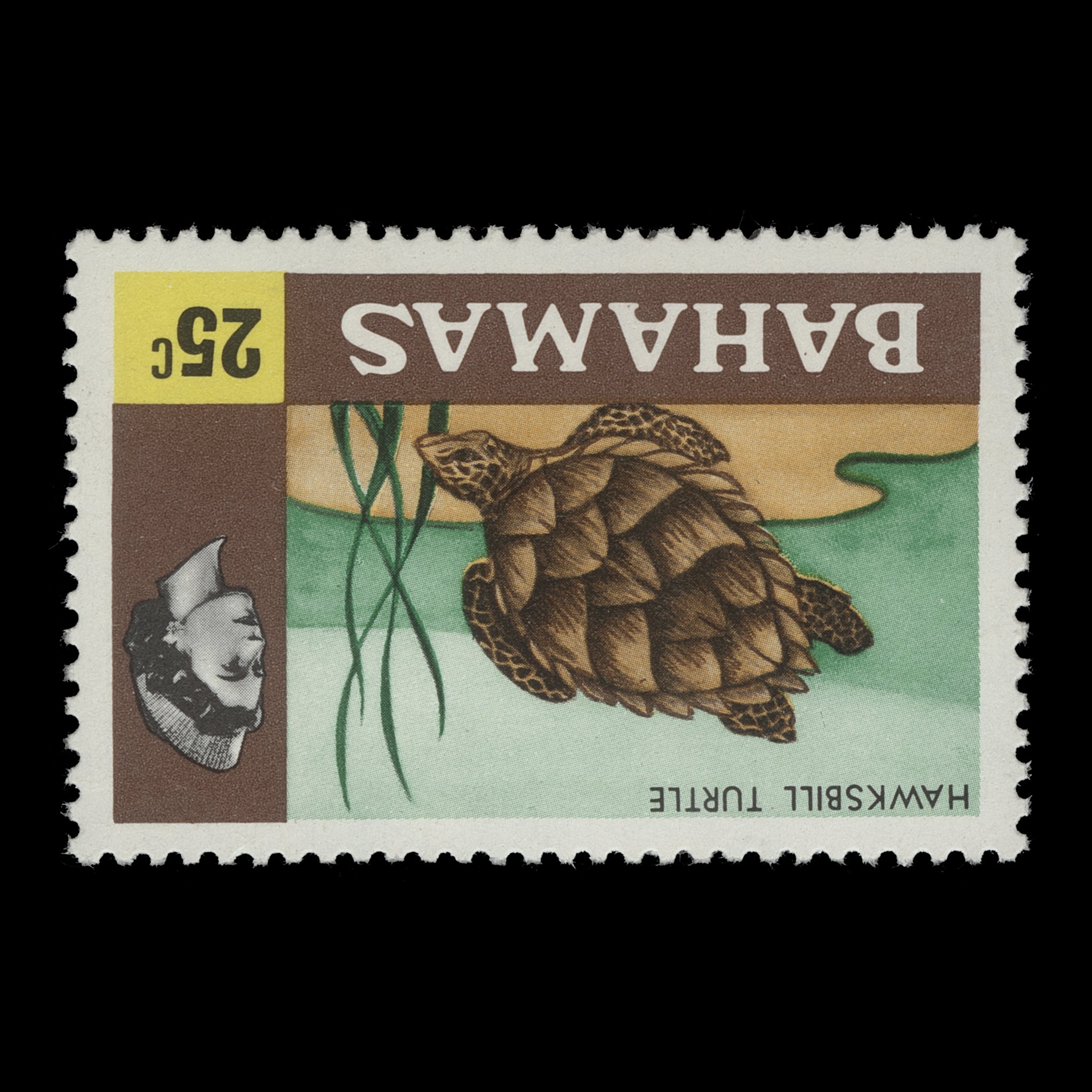 Bahamas 1979 (Variety) 25c Hawksbill Turtle with inverted watermark ...