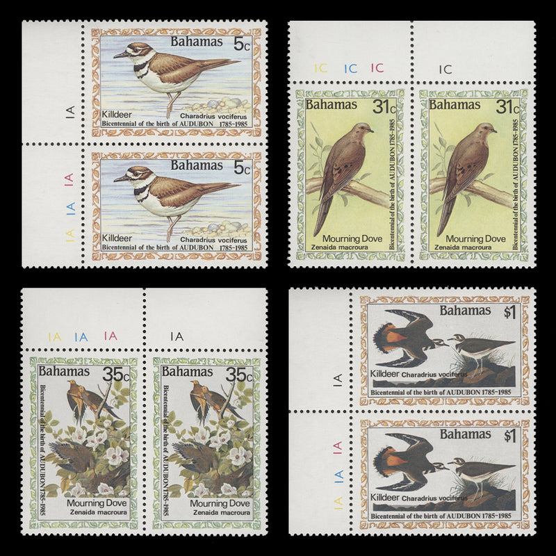 Bahamas 1985 (MNH) John J Audubon Birth Bicentenary plate pairs