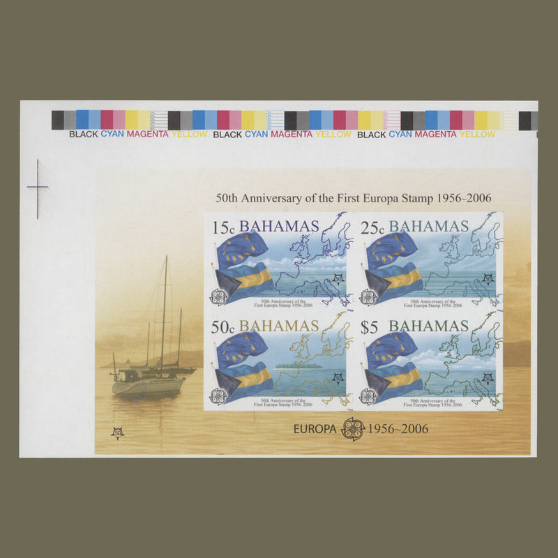 Bahamas 2005 Europa Stamps Anniversary imperf proof miniature sheet