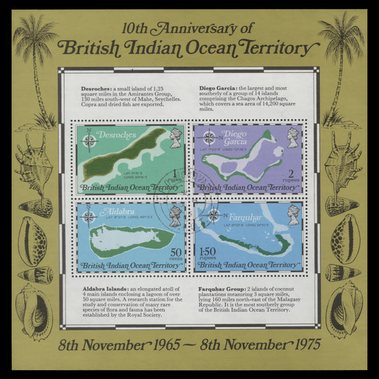 BIOT 1975 (Used) Maps set and miniature sheet