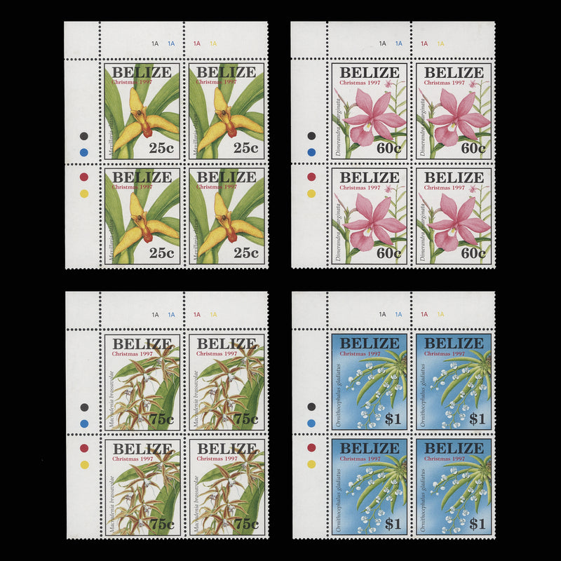 Belize 1997 (MNH) Christmas/Orchids plate blocks