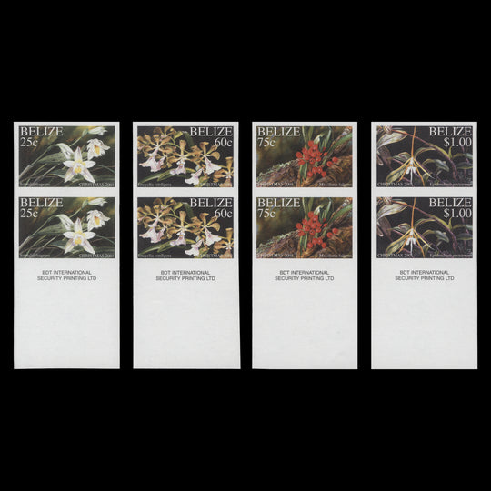 Belize 2001 Christmas/Orchids imperf proof pairs