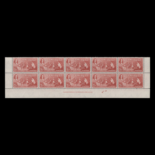 Bermuda 1953 (MNH) 2½d Sir George Somers imprint/plate 1a block