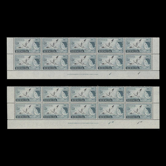 Bermuda 1953 (MNH) 6d White-Tailed Tropic Bird imprint/plate blocks