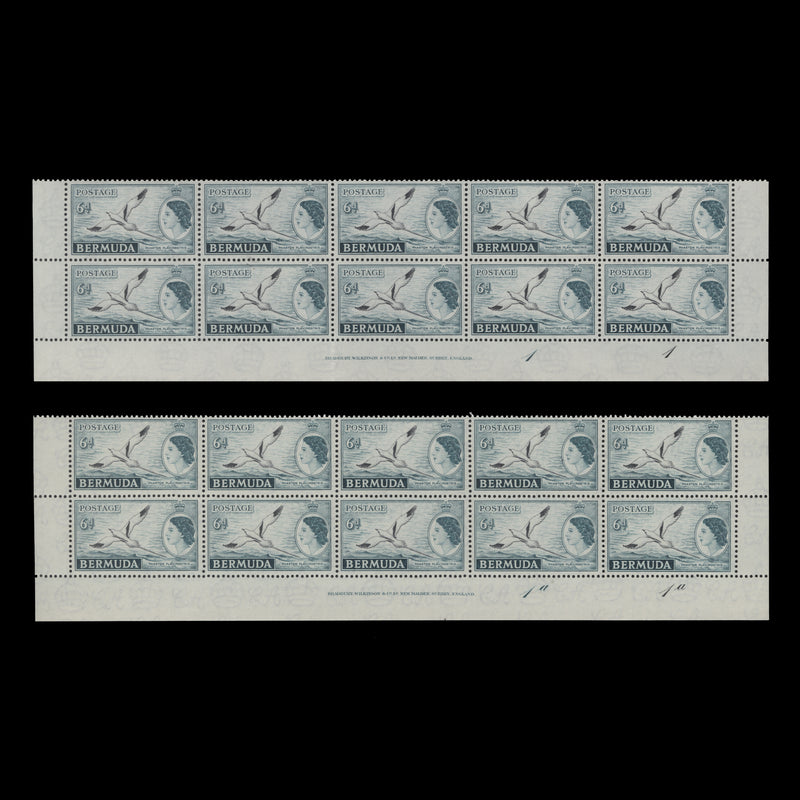 Bermuda 1953 (MNH) 6d White-Tailed Tropic Bird imprint/plate blocks