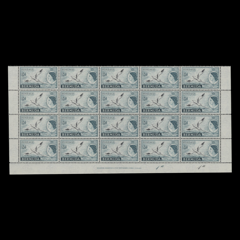 Bermuda 1953 (MNH) 6d White-Tailed Tropic Bird imprint/plate 1a–1a block