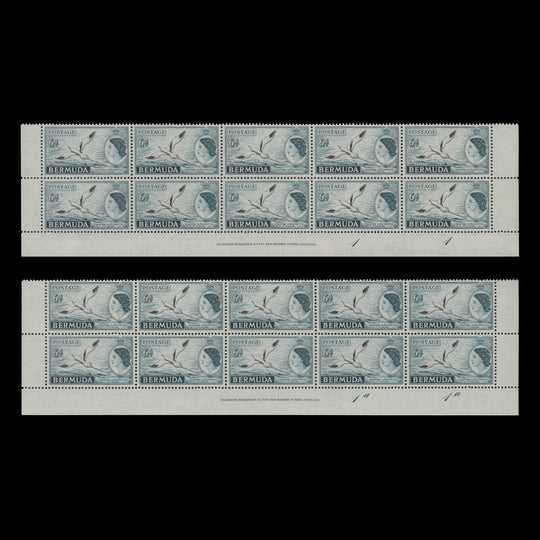 Bermuda 1954 (MNH) 6d White-Tailed Tropic Bird imprint/plate blocks