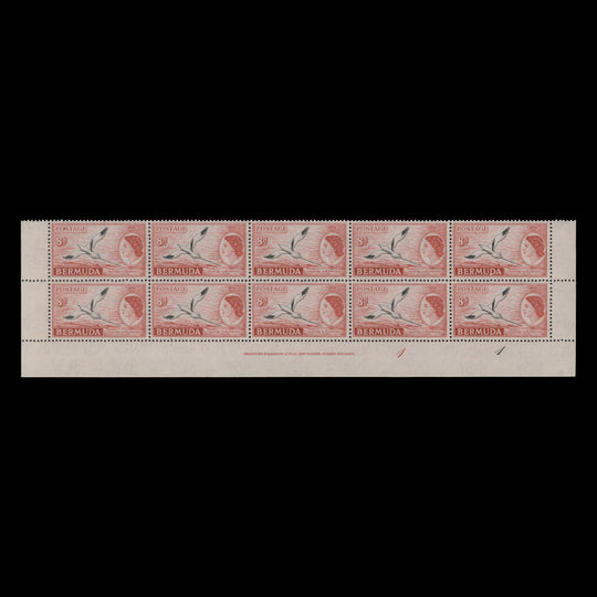 Bermuda 1956 (MNH) 8d White-Tailed Tropic Bird imprint/plate 1–1 block