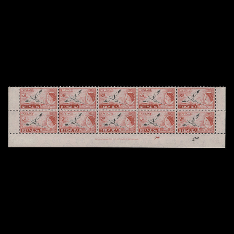 Bermuda 1956 (MNH) 8d White-Tailed Tropic Bird imprint/plate 2a–2a block