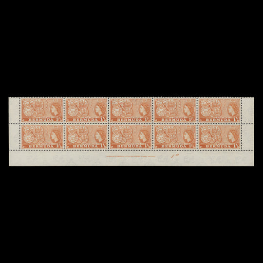 Bermuda 1956 (MNH) 1s Early Coinage imprint/plate 1a block