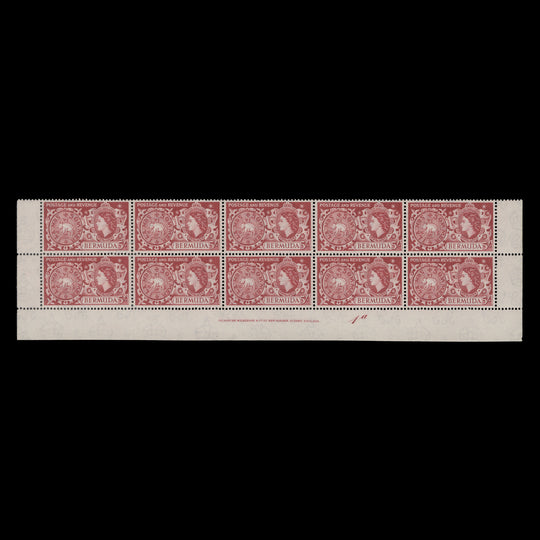 Bermuda 1956 (MNH) 5s Tog Coin imprint/plate 1a block