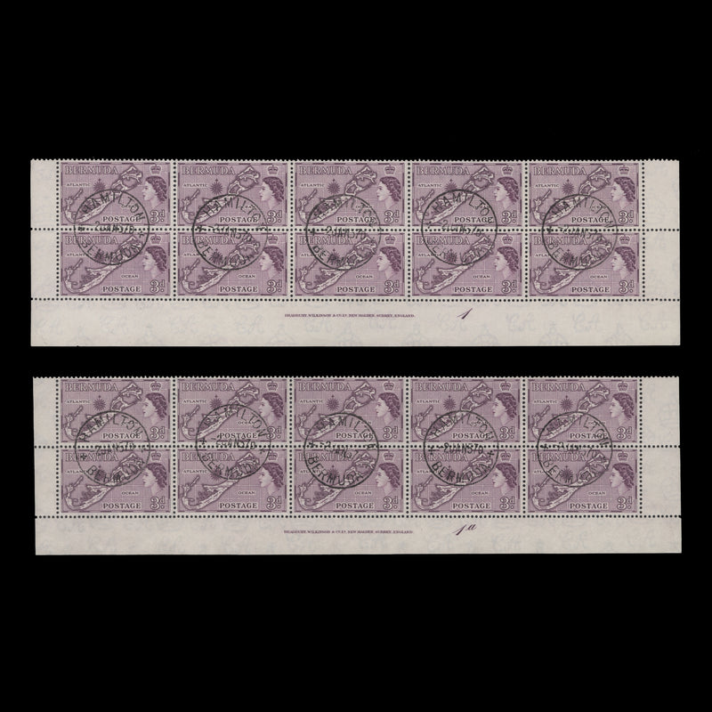 Bermuda 1957 (Used) 3d Map imprint/plate blocks, die II