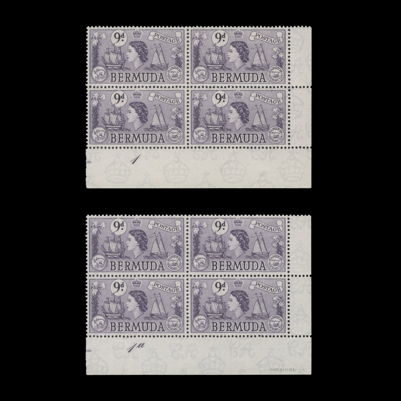 Bermuda 1958 (MNH) 9d Sea Venture plate blocks