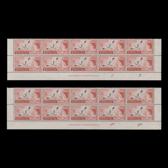 Bermuda 1960 (MNH) 8d White-Tailed Tropic Bird imprint/plate blocks