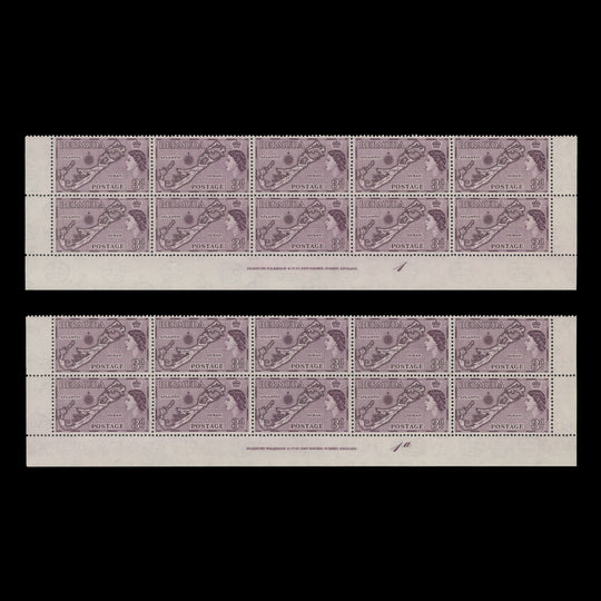 Bermuda 1962 (MNH) 3d Map imprint/plate blocks, die II