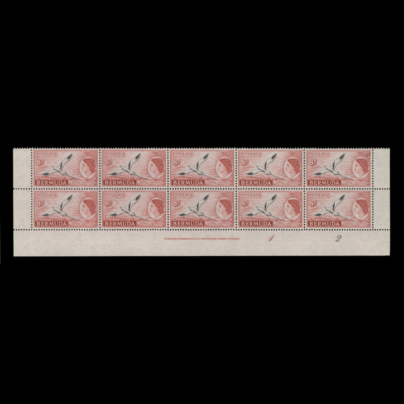 Bermuda 1962 (MNH) 8d White-Tailed Tropic Bird imprint/plate 1–2 block