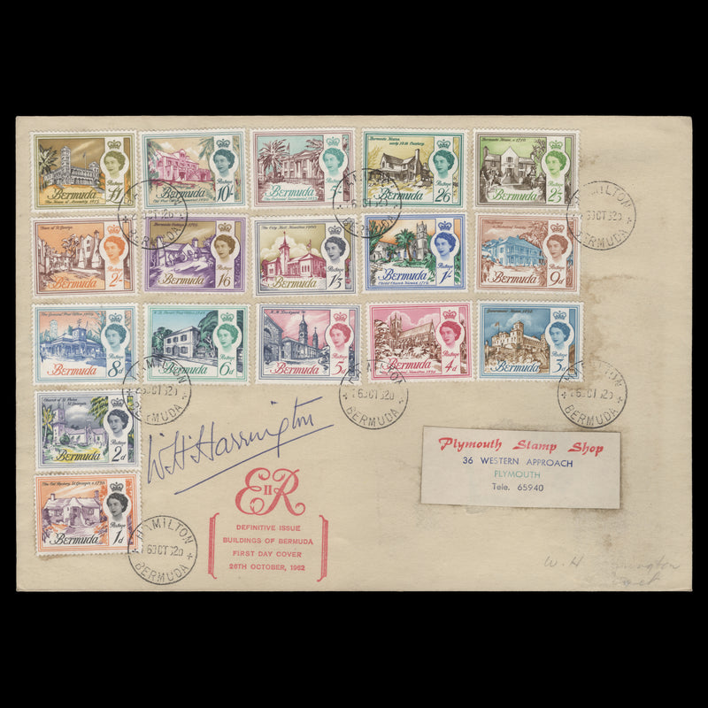 Bermuda 1962 Architecture Definitives first day cover signed by William Harrington