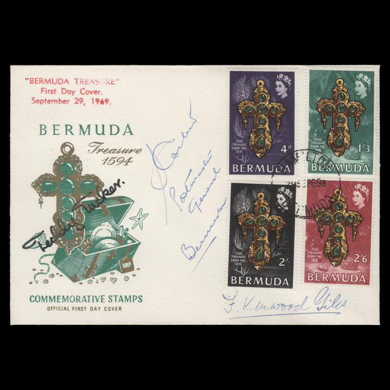 Bermuda 1969 Salvaged Treasure first day cover signed by F Kenwood Giles
